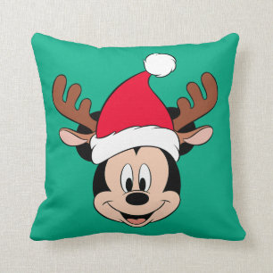 Coussin Souris Mickey Oreilles de renne et chapeau de Pè