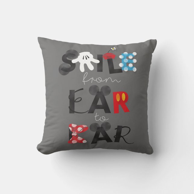 Coussin Souris Mickey| Sourire De L'Oreille À L'Oreille (Recto)