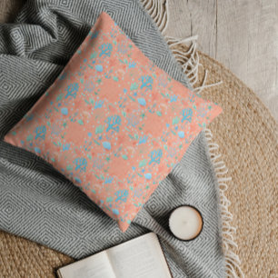 Coussin Sous l'aquarelle de mer Coral rose