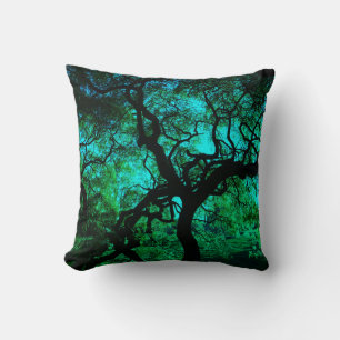 Coussin Sous l'arbre en turquoise