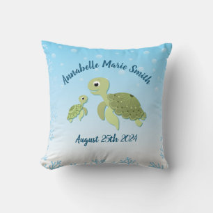 Coussin Sous le Baby shower de la tortue de mer