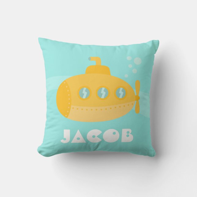Coussin Sous-marin jaune mignon, sous-marin, pour des (Recto)