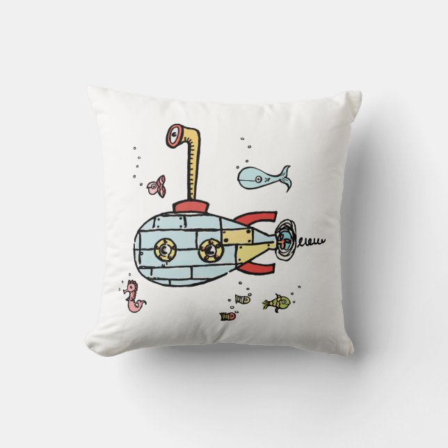 Coussin Sous-marin mignon rouge nautique arrière avec des  (Recto)