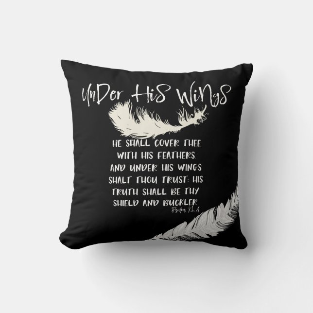 Coussin Sous Ses Ailes Citation Avec Psaumes Verse (Recto)