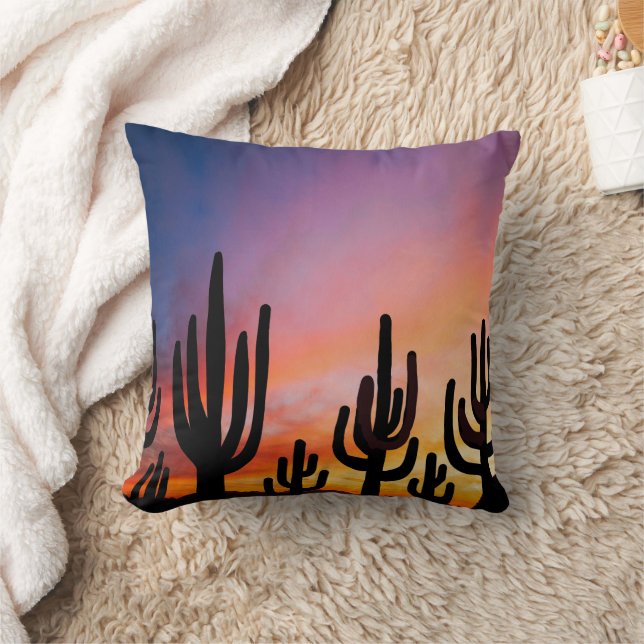 Coussin Southwestern Desert Landscape Cactus Sunrise Image (Couverture)