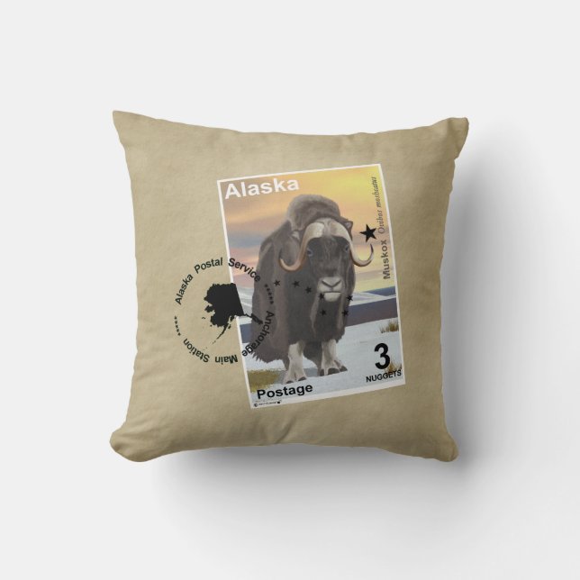 Coussin Souvenir du timbre de Muskox (Recto)