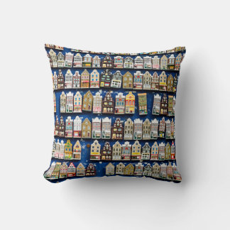 Coussin souvenirs hollandais, scène de rue à Amsterdam.