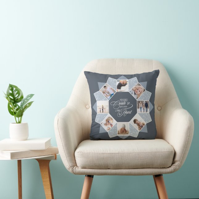 Coussin Souvenirs Photo Collage Dusty Blue ID1016 (Chaise)