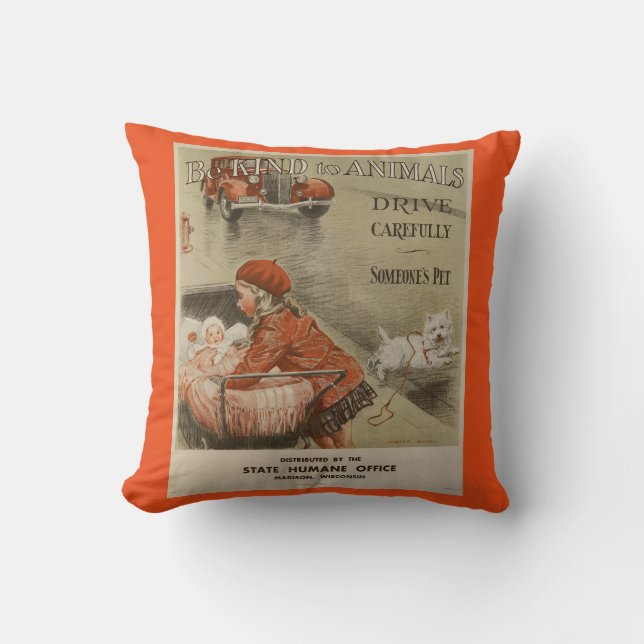 Coussin Soyez aimable avec les animaux 2PS (Recto)