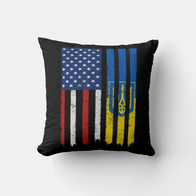Coussin Soyez Avec L'Ukraine Ukrainienne Américaine Flag P (Recto)