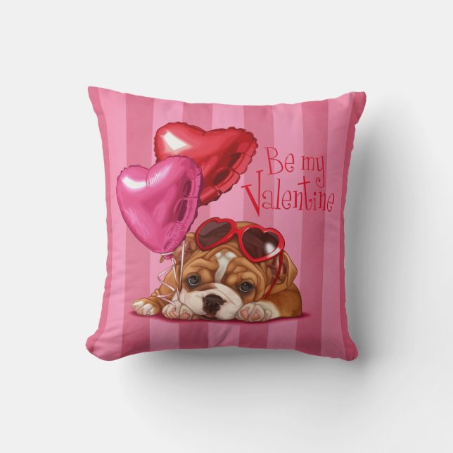 Coussin "Soyez bouledogue anglais de mon Valentine" (Recto)