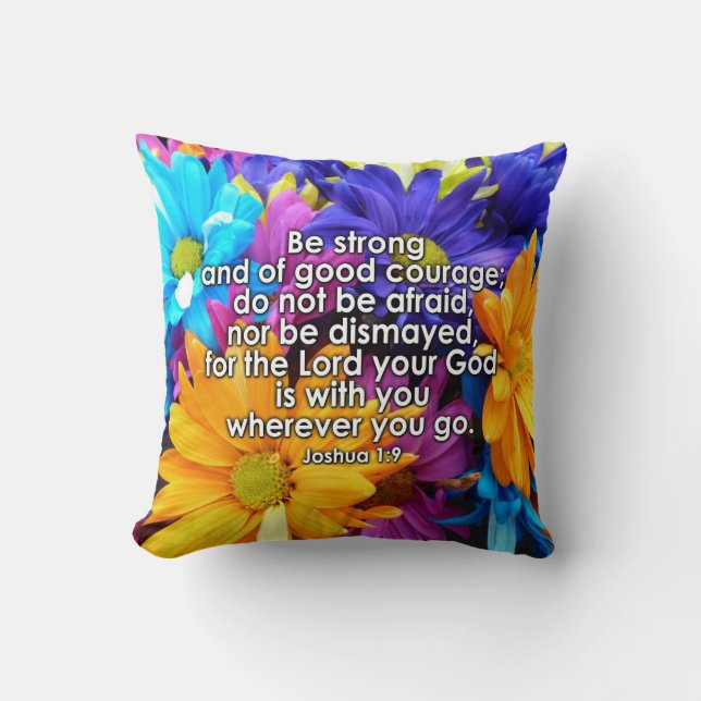Coussin Soyez forte Écriture Biblique (Recto)