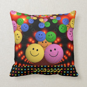 Coussin Soyez heureux émoticônes émoticônes personnalisées