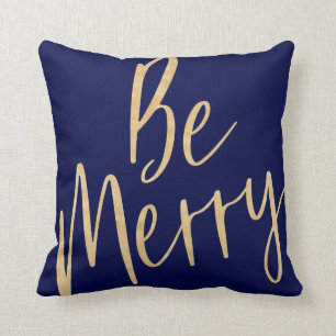 Coussin Soyez joyeux soit manuscrits lumineux de bleu