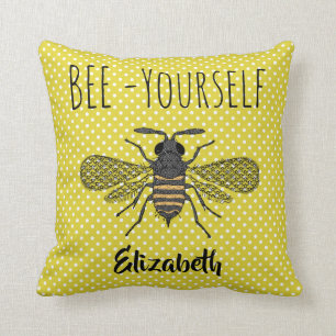 Coussin Soyez Vous-Même Motif À Points Jaunes Branché NOM