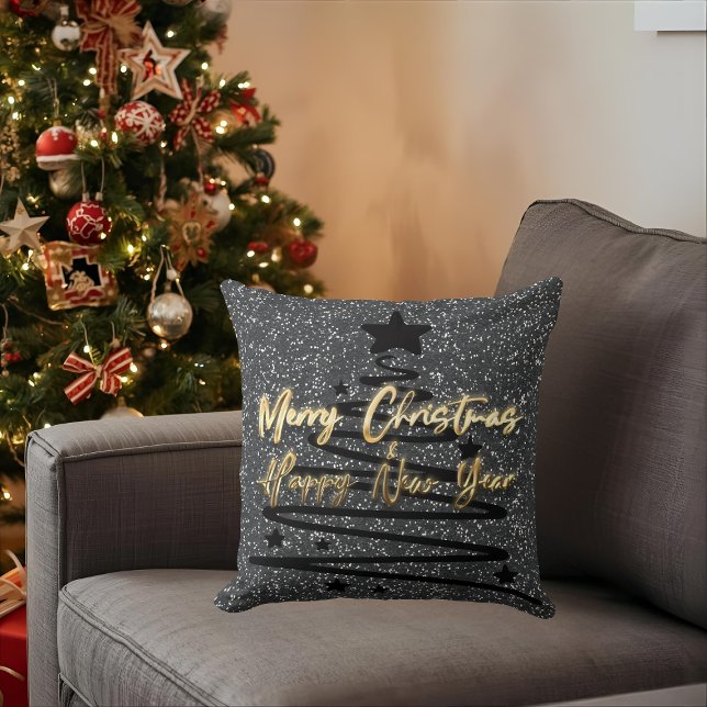 Coussin Sparkly Black Throw Pillow (Créateur téléchargé)