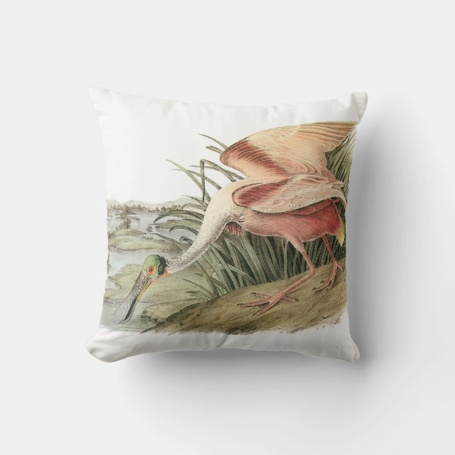 Coussin Spatule rose par Audubon (Recto)