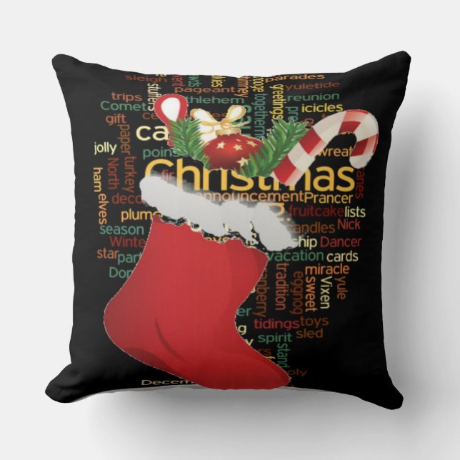 Coussin Special Joyeux Noël Accueil Décor Motif Design (Recto)