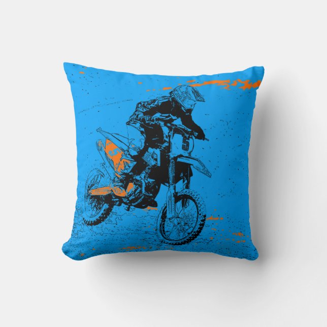 Coussin Speed Racer - Motocross Racer Ornement céramique (Recto)