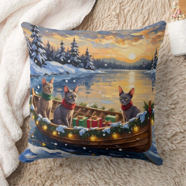 Coussin Sphynx Cat Christmas Boat Holiday (Couverture)