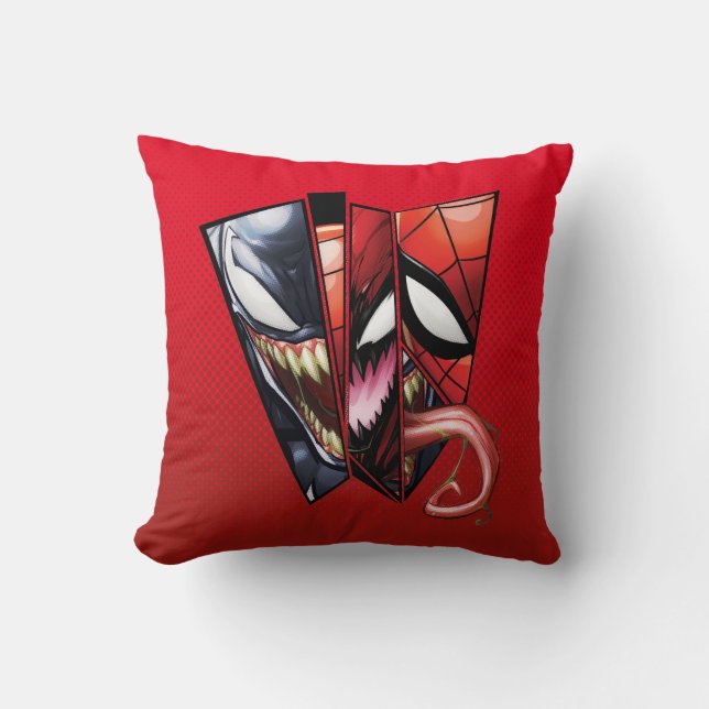 Coussin Spider-Man | Vénom, Carnage et découpe Spider-Man (Recto)