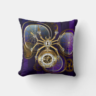 Coussin Spider Steampunk sur Arrière - plan pourpre