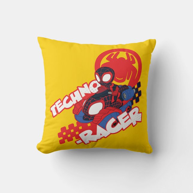 Coussin Spin conduisant son Techno-Racer (Recto)