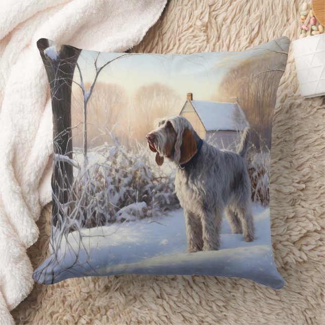 Coussin Spinone Italiano Laisser Neige Noël (Couverture)