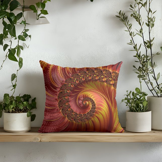 Coussin Spirale fractale rouge feu abstraite  (Créateur téléchargé)