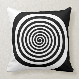 Coussin Spirale hypnotique noire et blanche