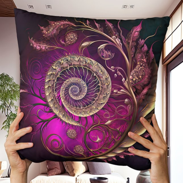 Coussin Spirale magenta contemporaine inhabituelle (Créateur téléchargé)