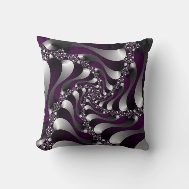 Coussin Spirale mauve-foncé de fractale (Recto)