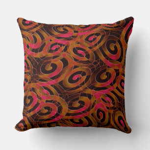 Coussin spirales irrégulières tordues, sépia dégradé à cor