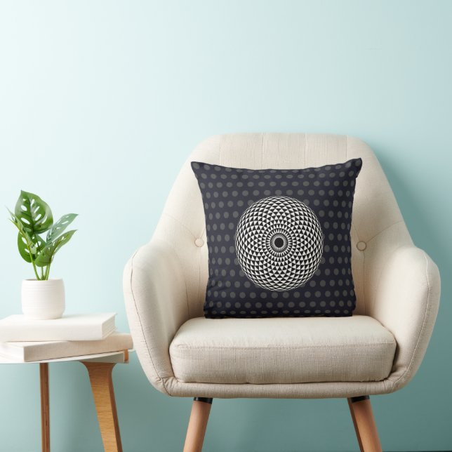 Coussin Spirituel noir blanc Mandala géométrique Vector Ar (Chaise)