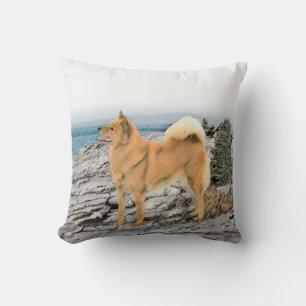 Coussin Spitz finlandais à Seashore Peinture - Chien Art