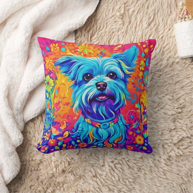 Coussin Splash couleur : Peinture de chiot maltais (Couverture)