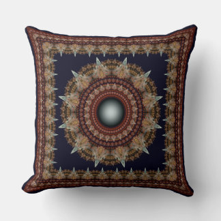 Coussin Splendide ornement fractal kaléidoscopique encadré