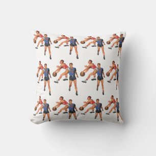Coussin Sports Vintage, Joueurs de Basket-ball dans un Mat