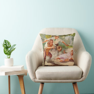 Coussin Sports Vintage, Les Enfants Jouent au Baseball ave