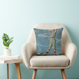 Coussin Sports vintages Baseball, Pitcher dans le jeu de b