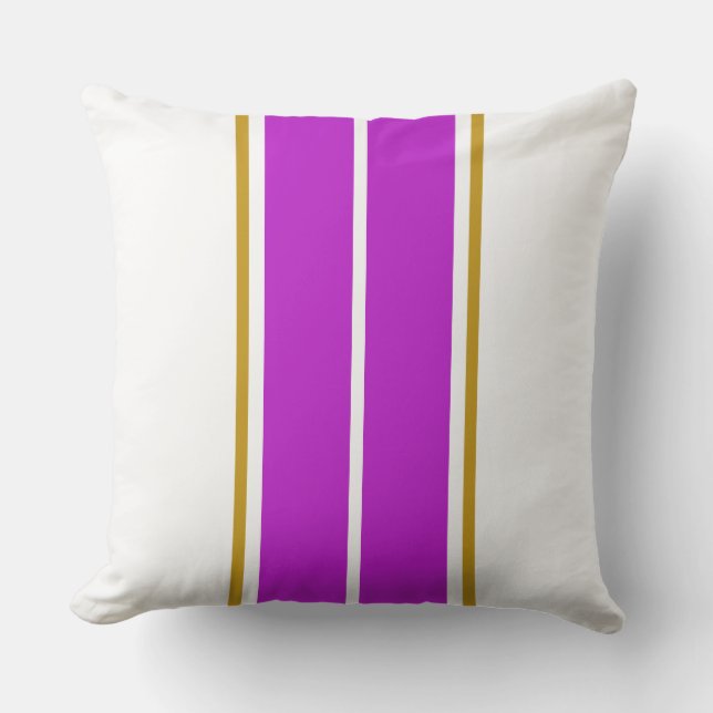 Coussin Sporty Bright Magenta Rose White Racing Stripes (Recto)