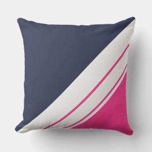 Coussin Sporty Navy Bleu Bleu rose vif blanc rayures