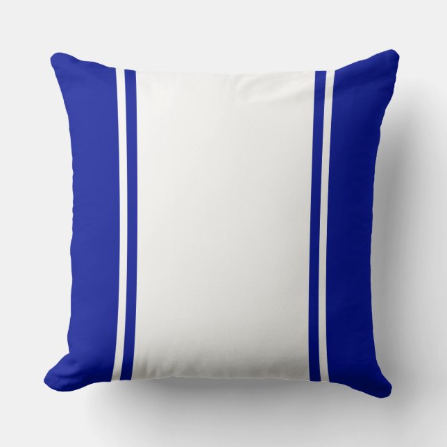 Coussin Sporty Wide Royal Navy Blue White Racing Stripes (Recto)