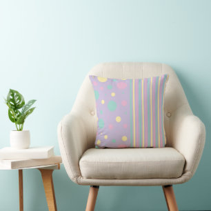 Coussin Spots et bandes - rose, jaune, pourpre, vert