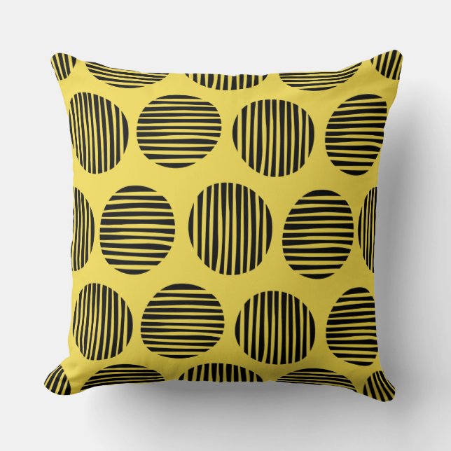 Coussin Spots Lined 190917 - Noir sur Jaune (Recto)