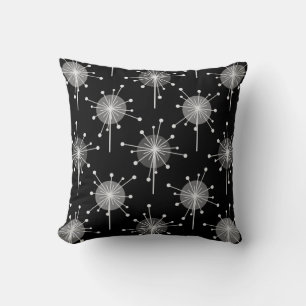 Coussin Spoutnik Starburst Fleurs Gris Noir