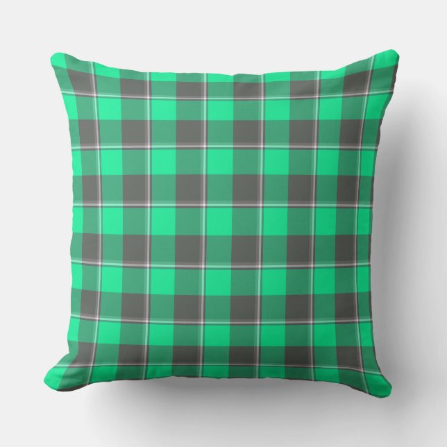 Coussin Spring Green and Finlandia Plaid Black (Recto)