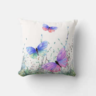 Coussin Spring Joy - Papillons colorés volant dans la natu