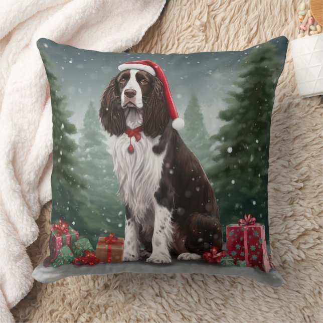 Coussin Springer Spaniel Chien dans la neige Noël (Couverture)