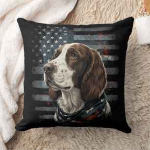 Coussin Springer Spaniel Chien Drapeau Américain